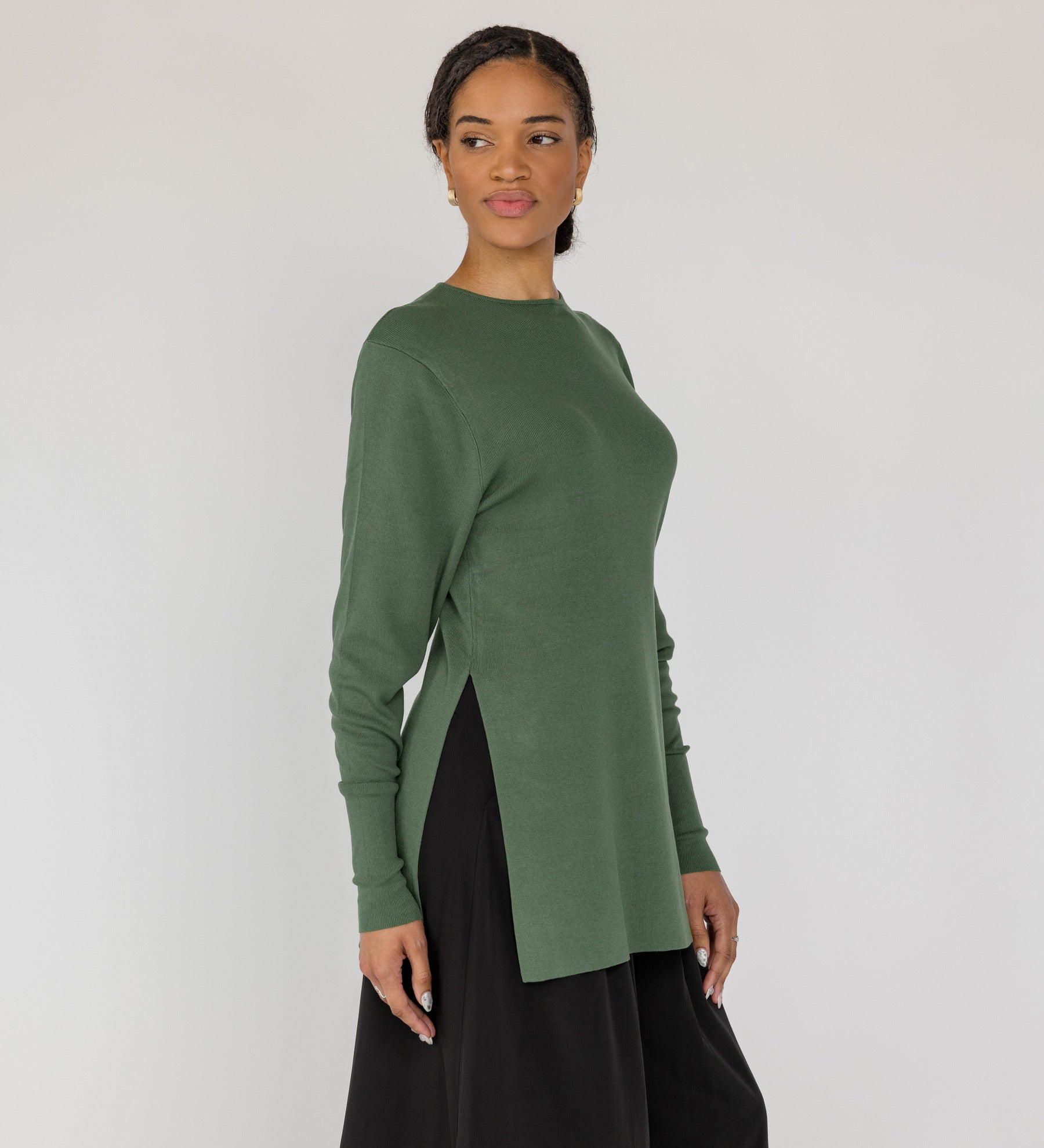 Side Slit Top Olive