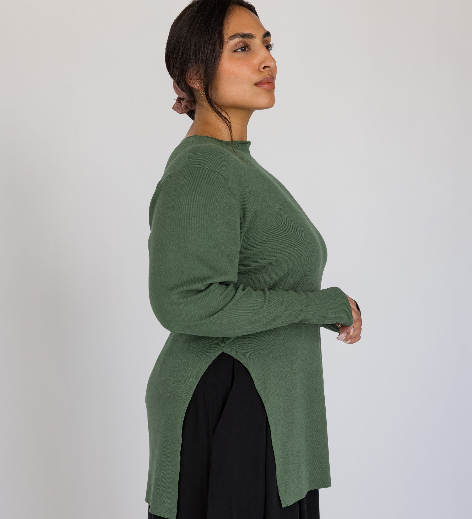 Side Slit Top Olive
