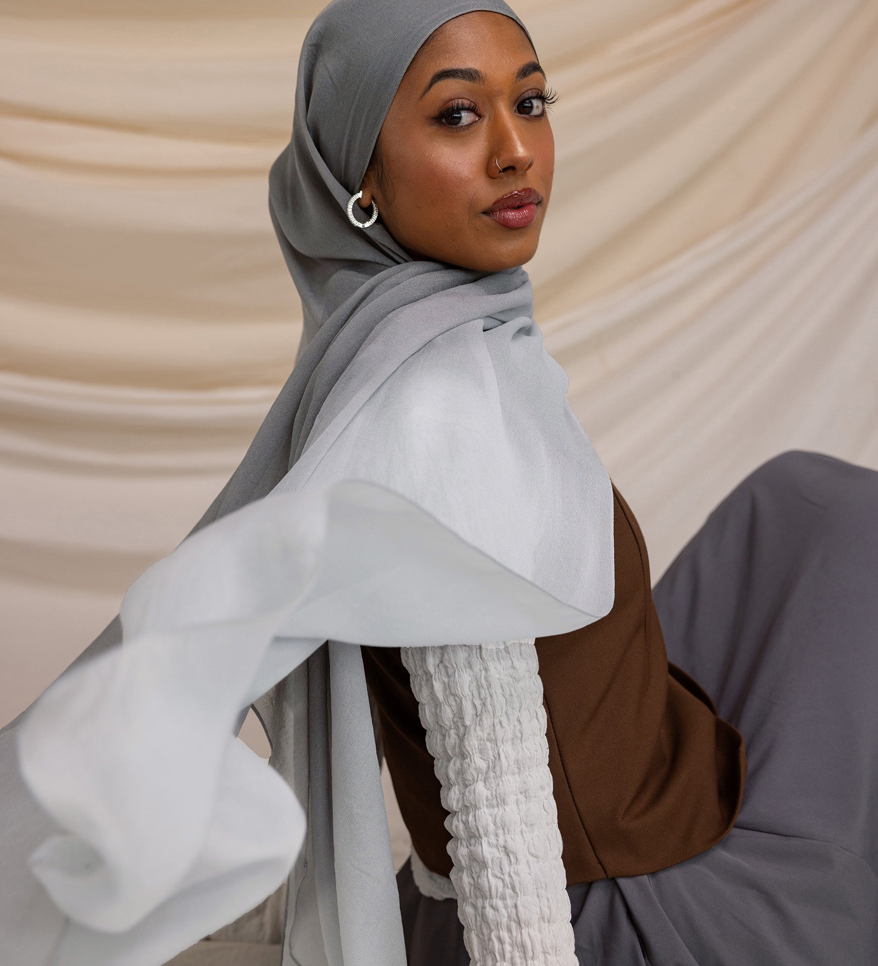 Silver Ombre Silk Chiffon