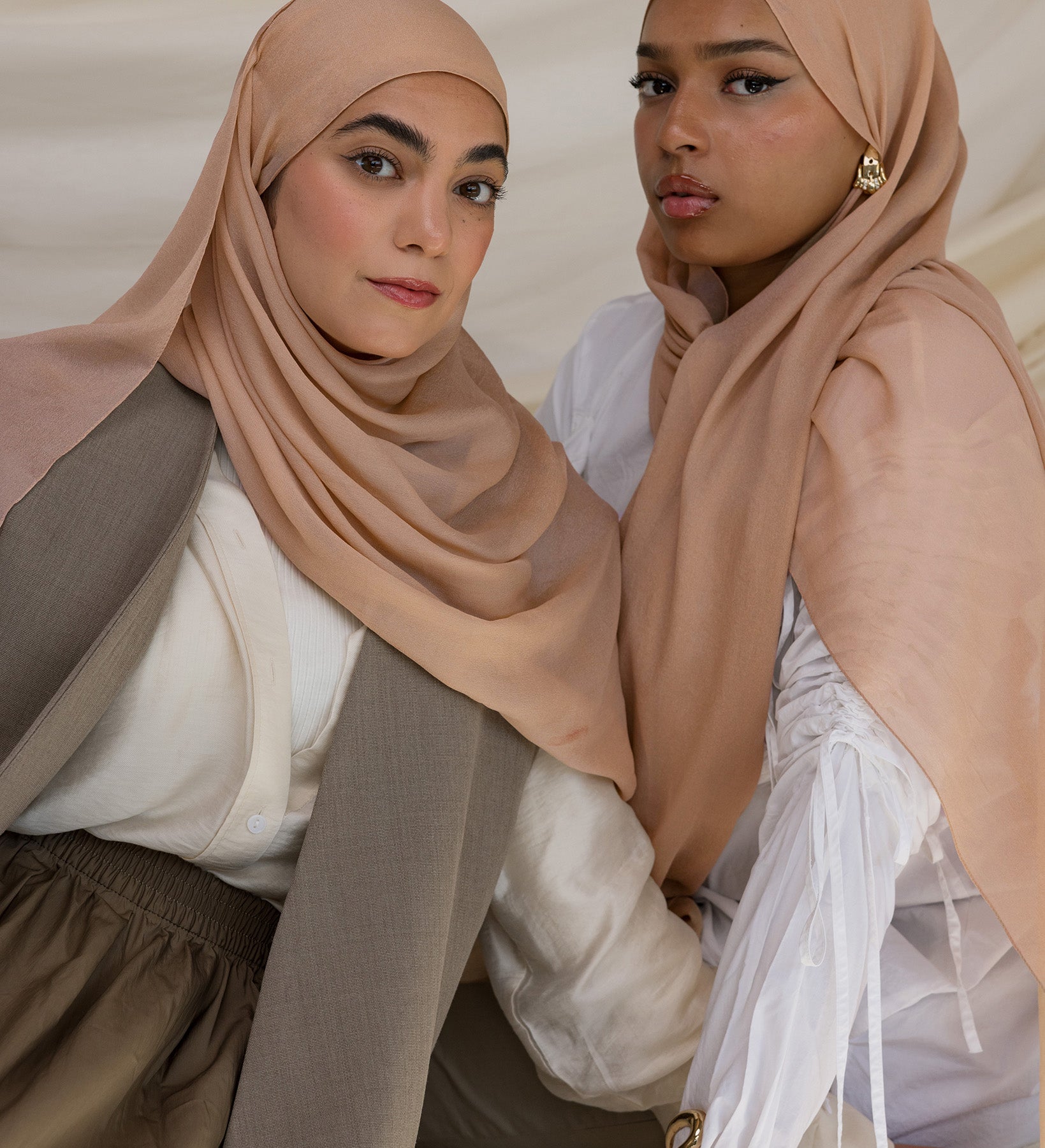 Warm Taupe Silk Chiffon