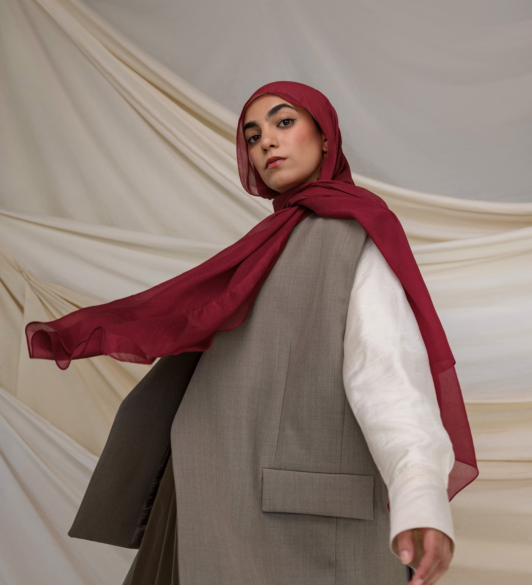 Tibetan Red Silk Chiffon