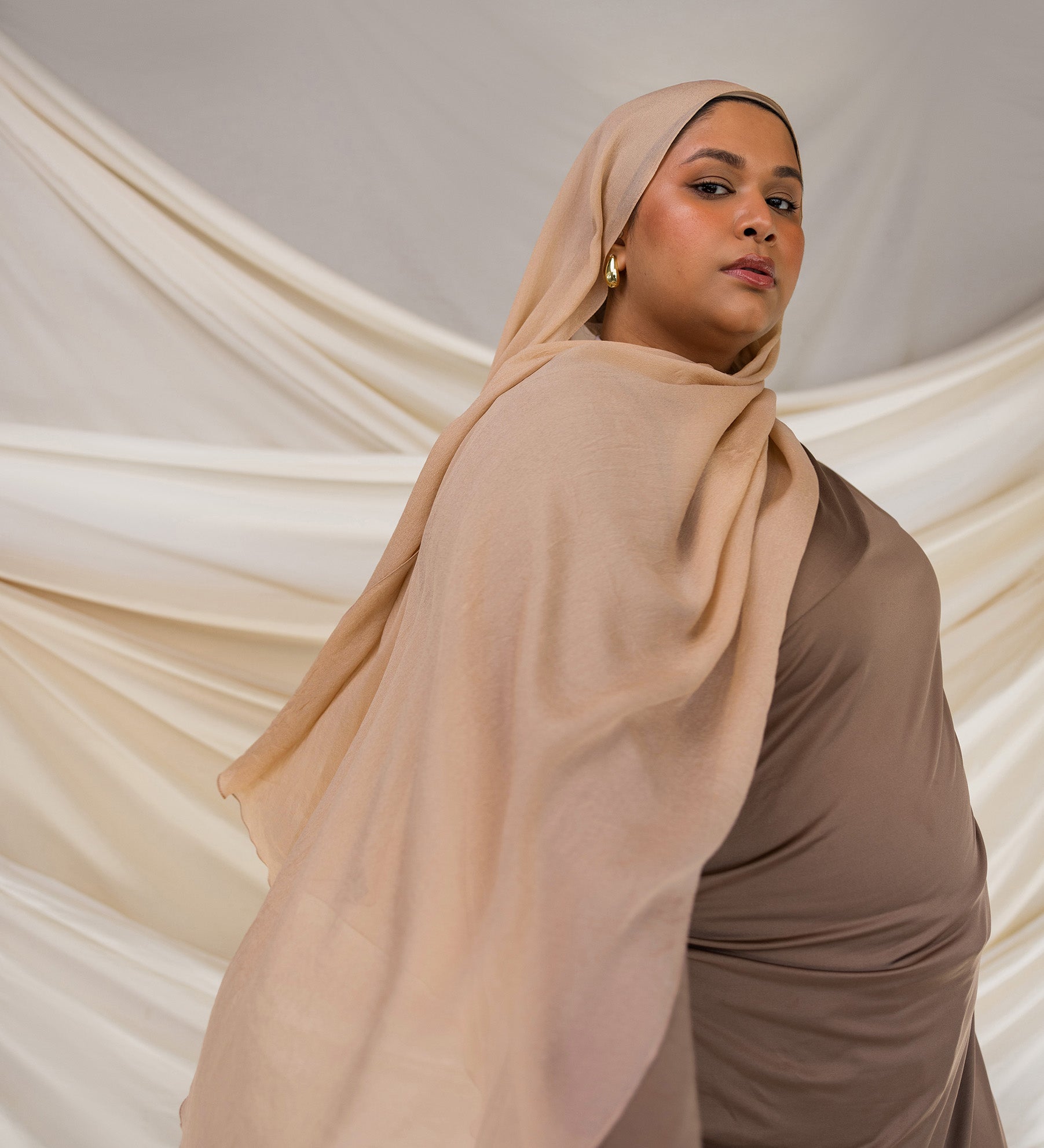 Warm Taupe Silk Chiffon