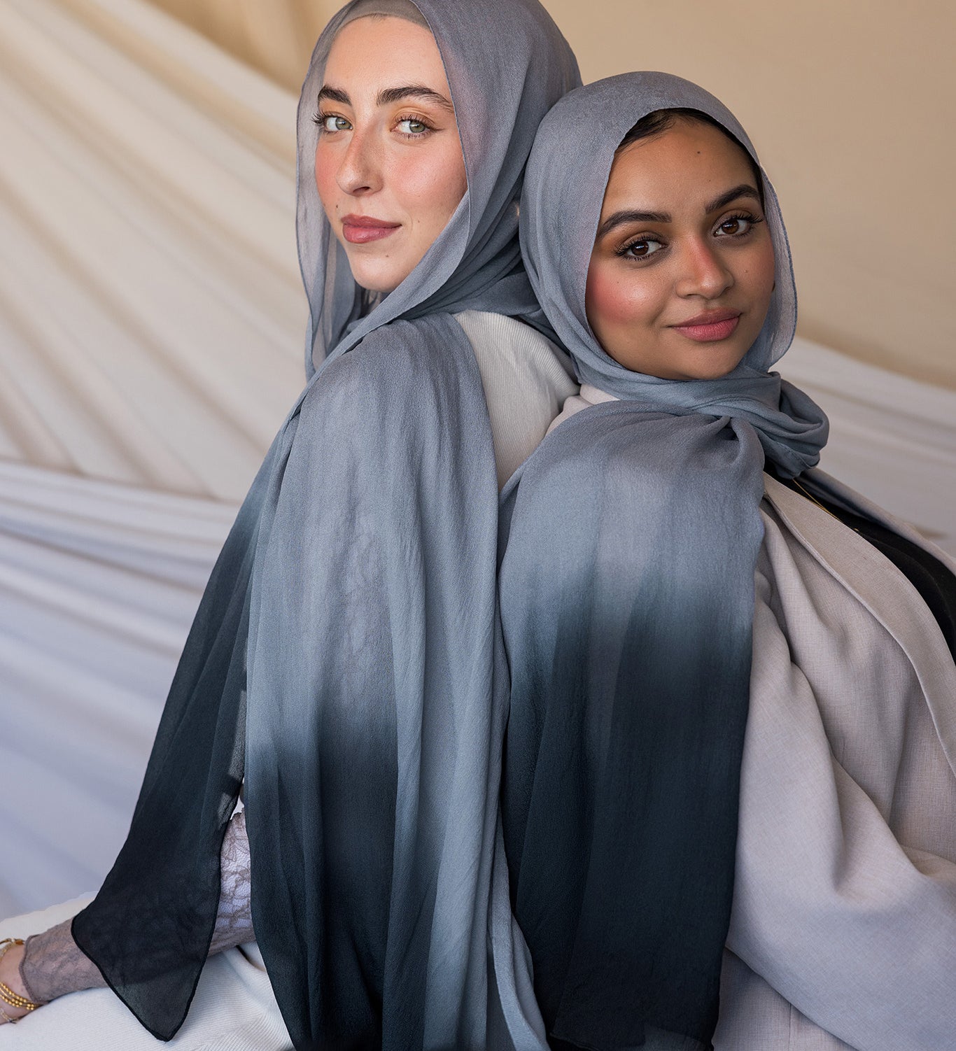 Ombre Grey Silk Chiffon