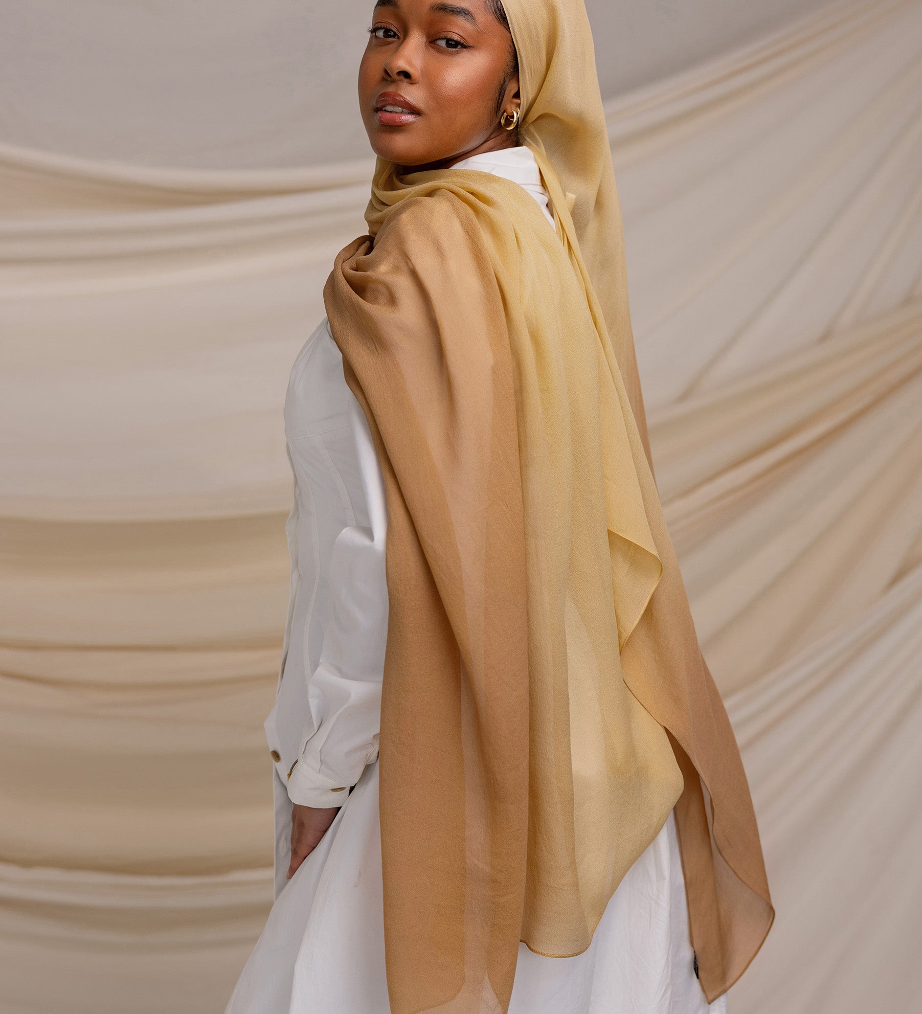 Golden Ombre Silk Chiffon