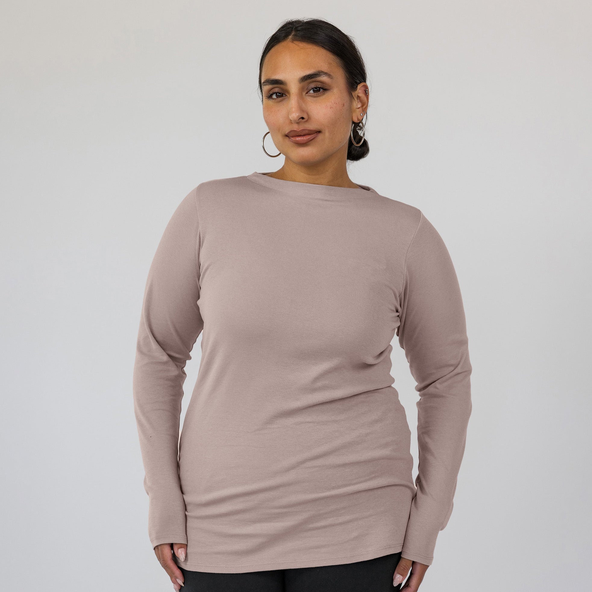 Mock Neck Top Taupe
