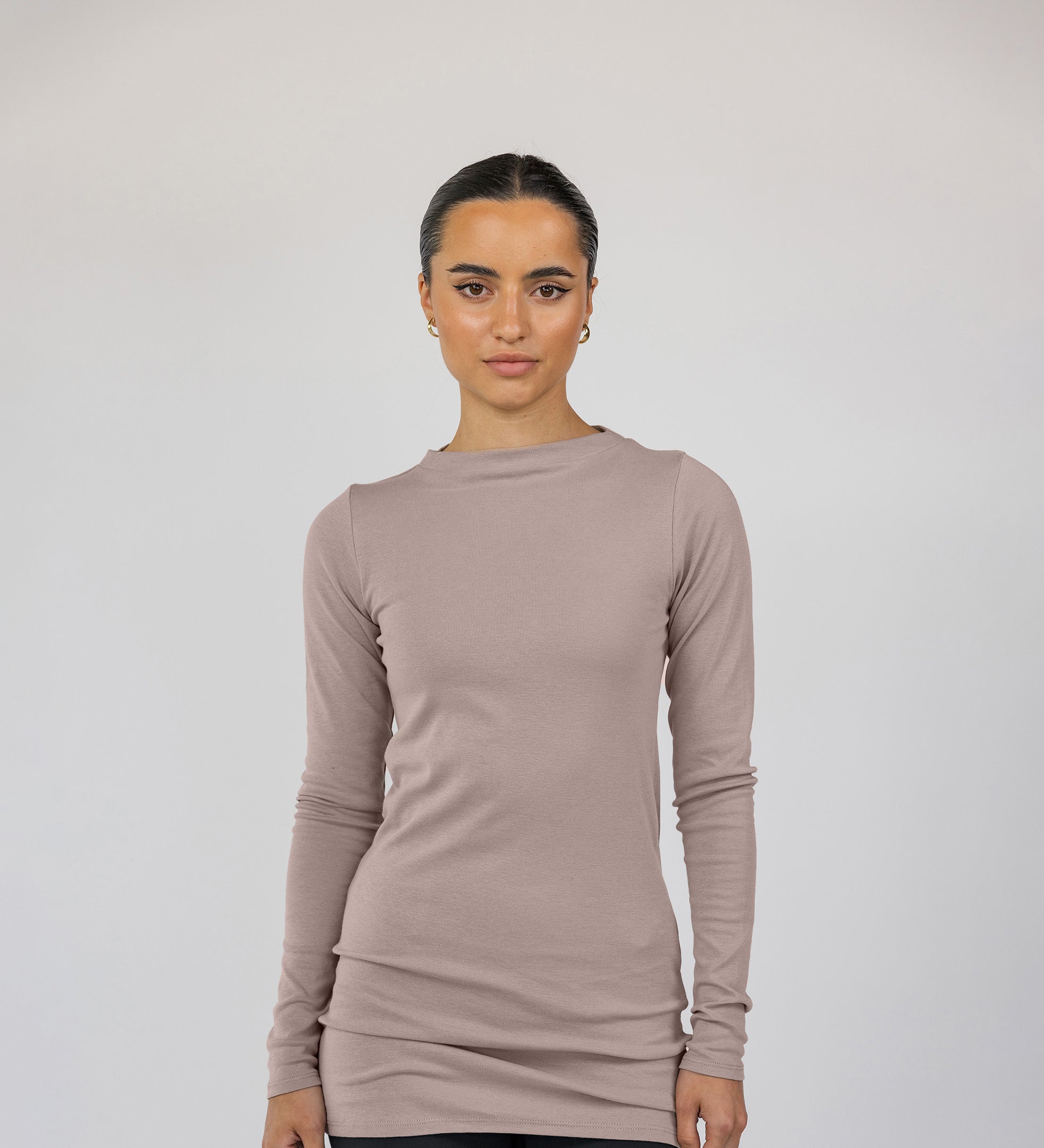 Mock Neck Top Taupe