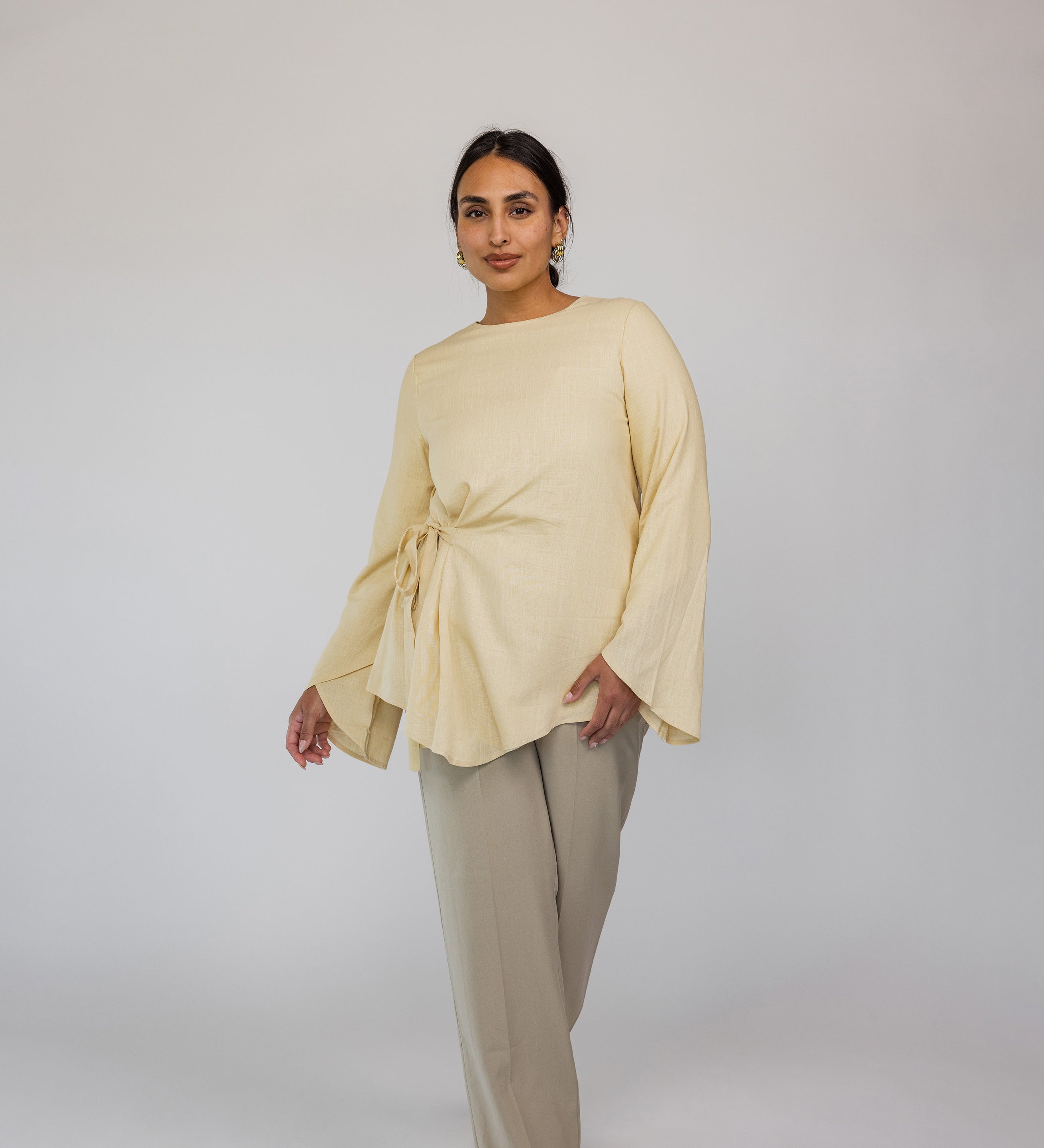 Tie Front Top Yellow